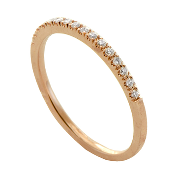 rings diamond half around microset in 14k rose gold