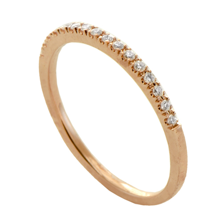 rings diamond half around microset in 14k rose gold