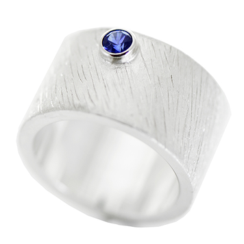 rings hydrogen minimal with 0.35 ceylon sapphire rain finish