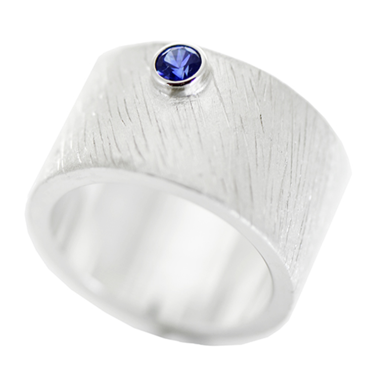 rings hydrogen minimal with 0.35 ceylon sapphire rain finish