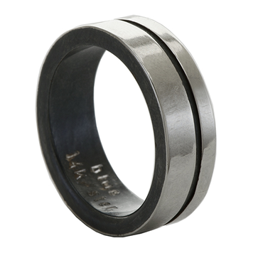 rings sterling/14k white gold 9mm sleeve channel laminate carbon