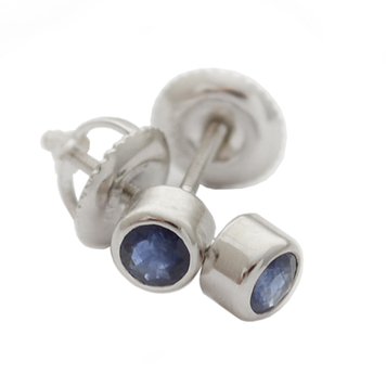 earrings 0.48 cttw sapphire studs with 14k white gold bezels