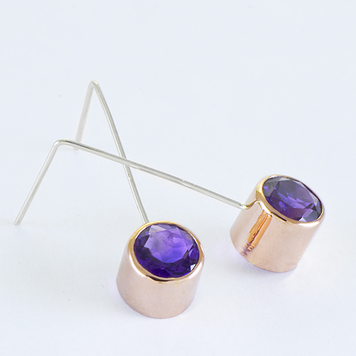 earrings 4.60cttw amethyst drops with 14k rose bezels