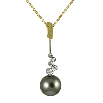 necklaces 18k south sea black pearl pendant drop w/ diamonds