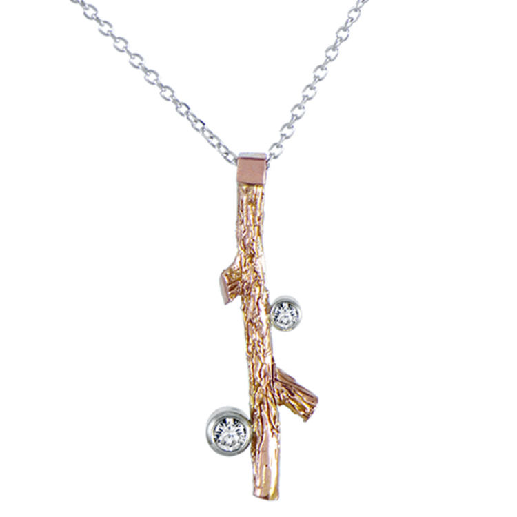 necklaces heritage collection branch pendant 14k white gold chain 14k rose branch with diamonds