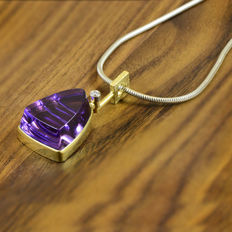 necklaces 18k amethyst monolith pendant w/ diamond