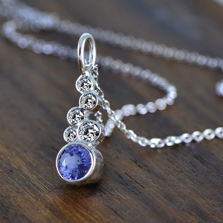 necklaces 0.39ct sapphire and diamond 14kw stack pendant