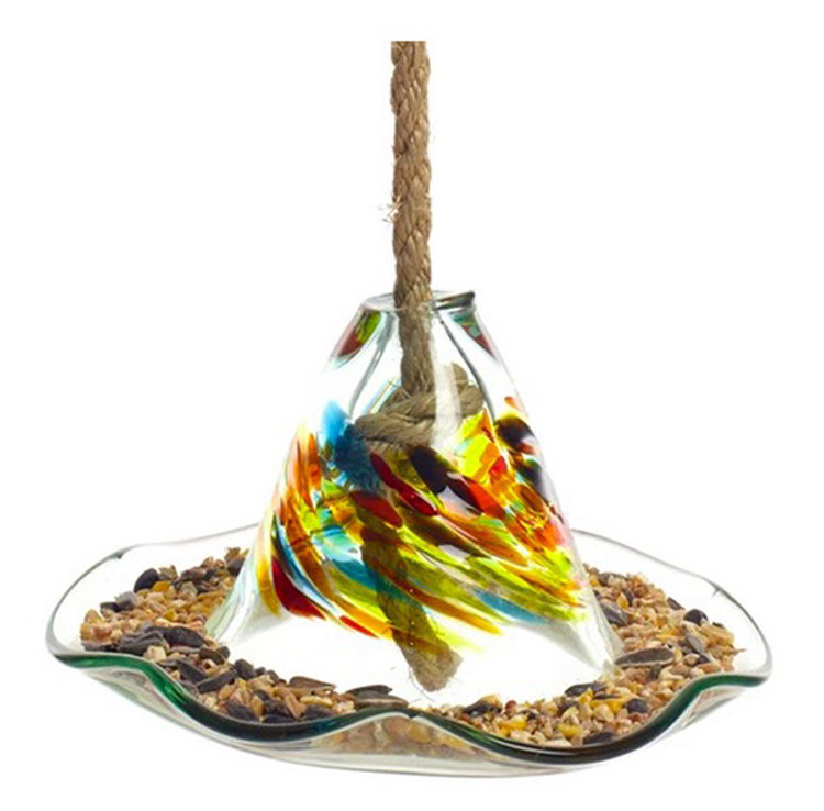 glass bird feeders calico seed rests