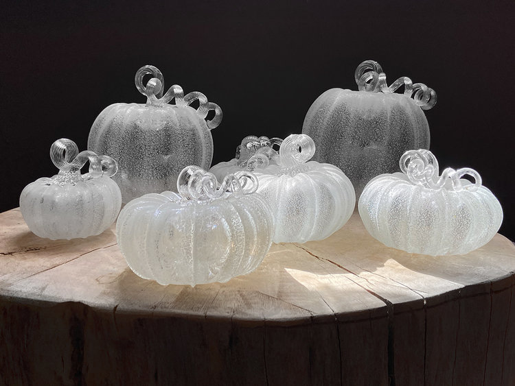 glass pumpkins handblown glass pumpkin glow-in-the-dark