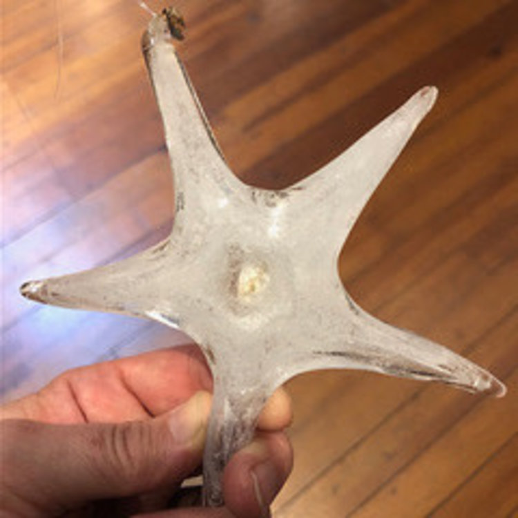 glass stars glass hanging star, large 7” glow-in-the-dark