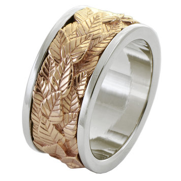 heritage - woods 14k gold spinning leaf band