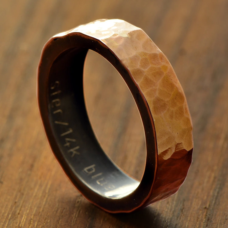 resolute 14k gold hammered sterling  laminate