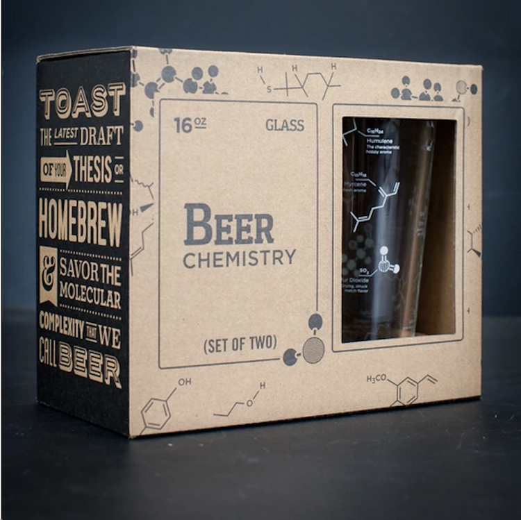 drinkware beer molecule pint glass - set of two