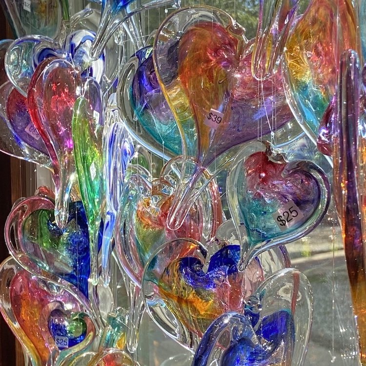 glass hanging heart, medium 5”