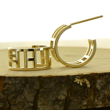 arts and crafts 14k gold arts and crafts small  hoop earrings