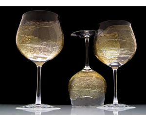 Wine glasses (24) - .999 (24 kt) gold, Crystal, Stained glass