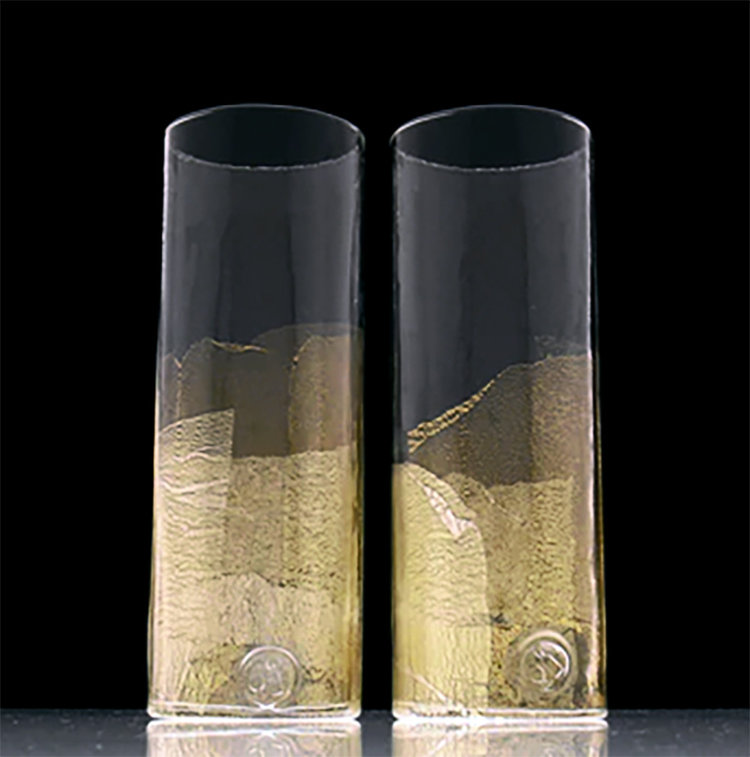 glass 24k gold leaf cocktail glass