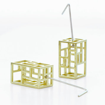 arts and crafts 14k gold arts and crafts box  spinning drop earrings