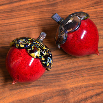 glass acorns limited edition red blown glass acorn glossy