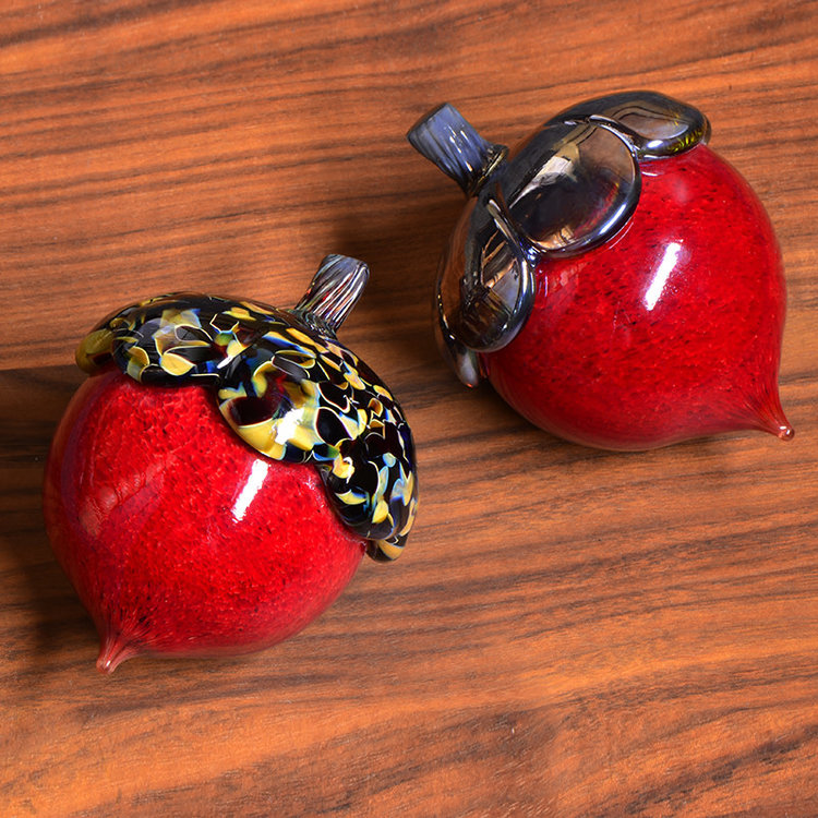 glass acorns limited edition red blown glass acorn glossy