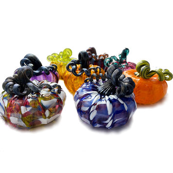 glass pumpkins squat blown glass pumpkin