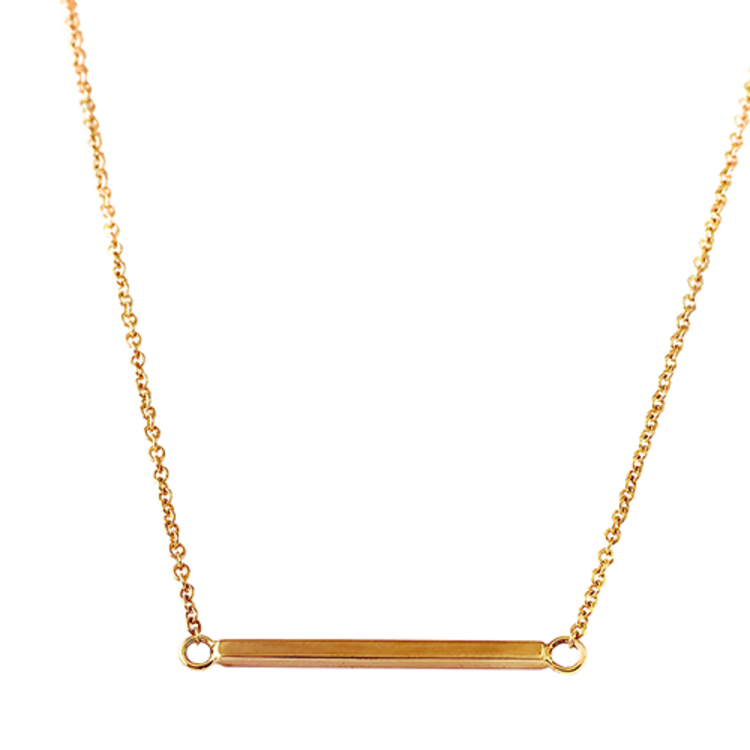 minimal minimal collection 14k  x axis bar pendant