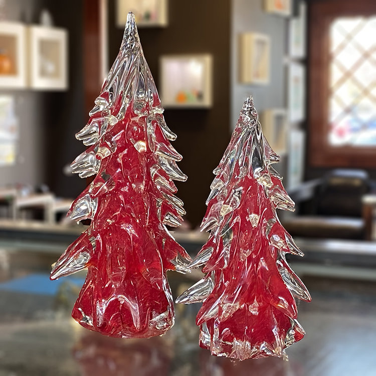 glass christmas trees limited edition  red christmas trees