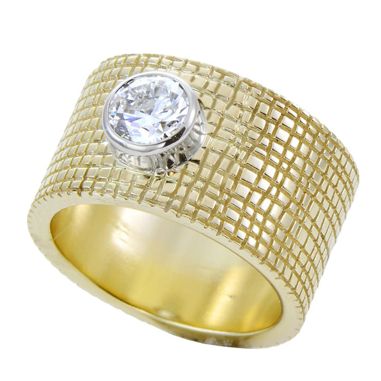 minimal 1.00ct diamond 14k yellow gold tweed minimal