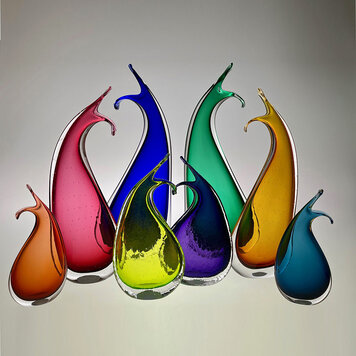 glass handblown glass happy vase small