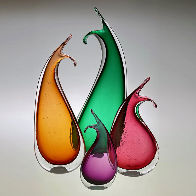 glass handblown glass happy vase medium