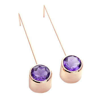 minimal 5.27cttw amethyst drops with 14k rose bezels