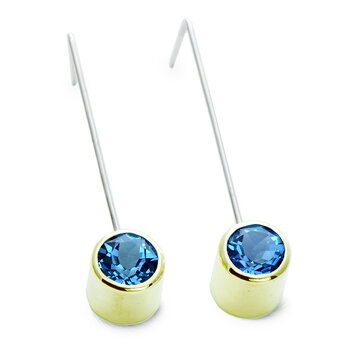 minimal 4.49cttw super blue topaz drops with 14k green bezels