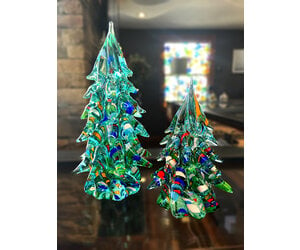 handblown glass christmas tree color - blue goldsmiths