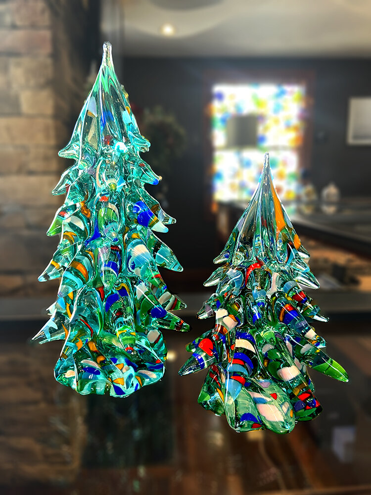 glass christmas trees handblown glass christmas trees sprinkled