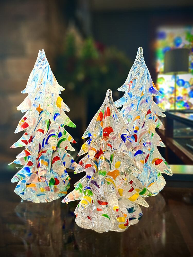 glass christmas trees handblown glass christmas trees sprinkled
