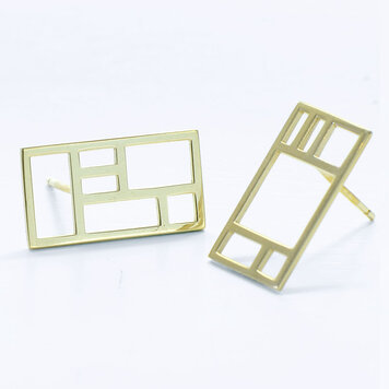 arts and crafts arts and crafts gold flat panel stud earrings