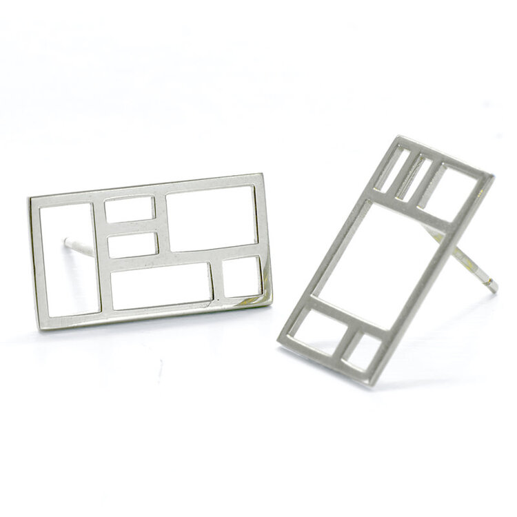 arts and crafts arts and crafts gold flat panel stud earrings