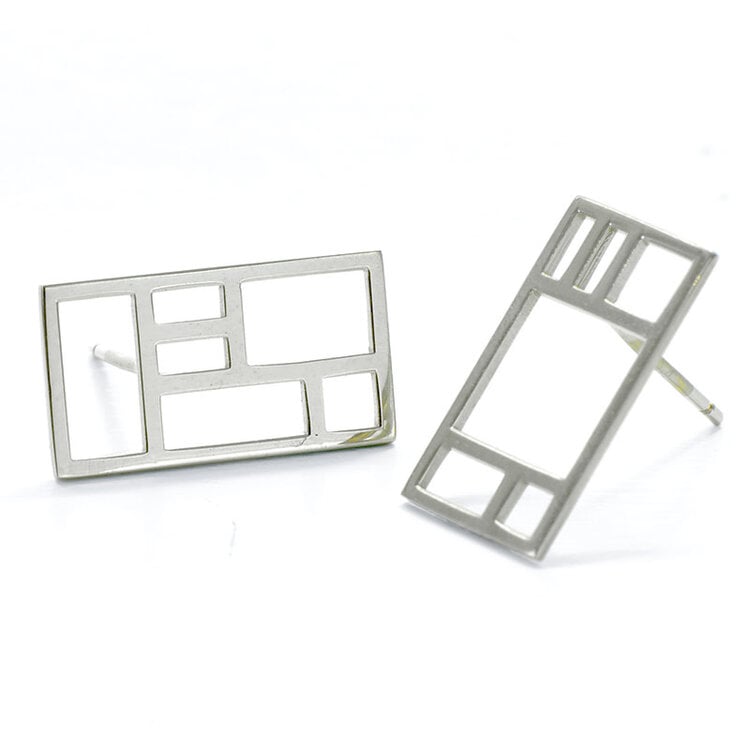 arts and crafts arts and crafts gold flat panel stud earrings