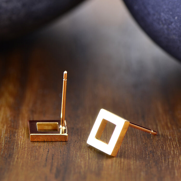 earrings 14k gold floating square stud earrings