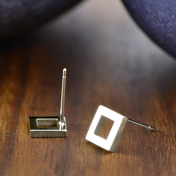 earrings 14k gold floating square stud earrings