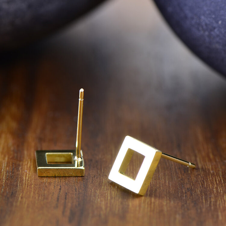 earrings 14k gold floating square stud earrings