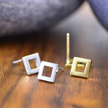earrings 14k gold floating square stud earrings