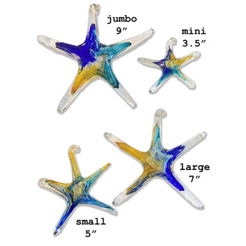 glass stars handblown glass hanging jumbo star 8.5-9"