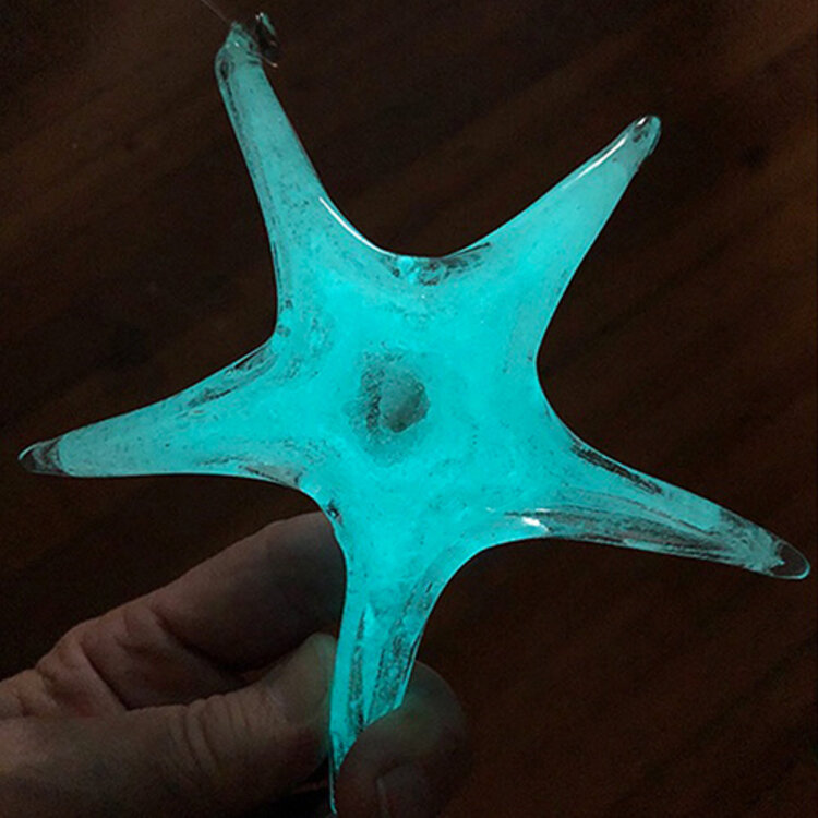 glass stars glass hanging star, jumbo 9” glow-in-the-dark