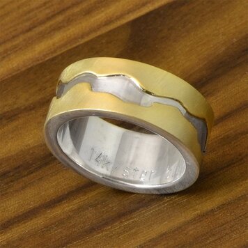 rings sterling/14k gold river sleeve laminate hydrogen