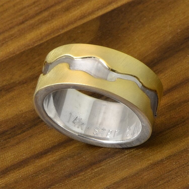 rings sterling/14k gold river sleeve laminate hydrogen