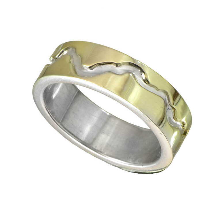 rings sterling/14k gold river sleeve laminate hydrogen