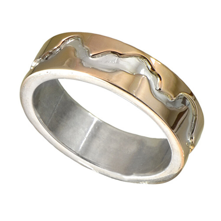 rings sterling/14k gold river sleeve laminate hydrogen
