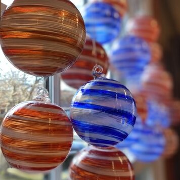 glass balls handblown glass candy cane ornament 3.5"