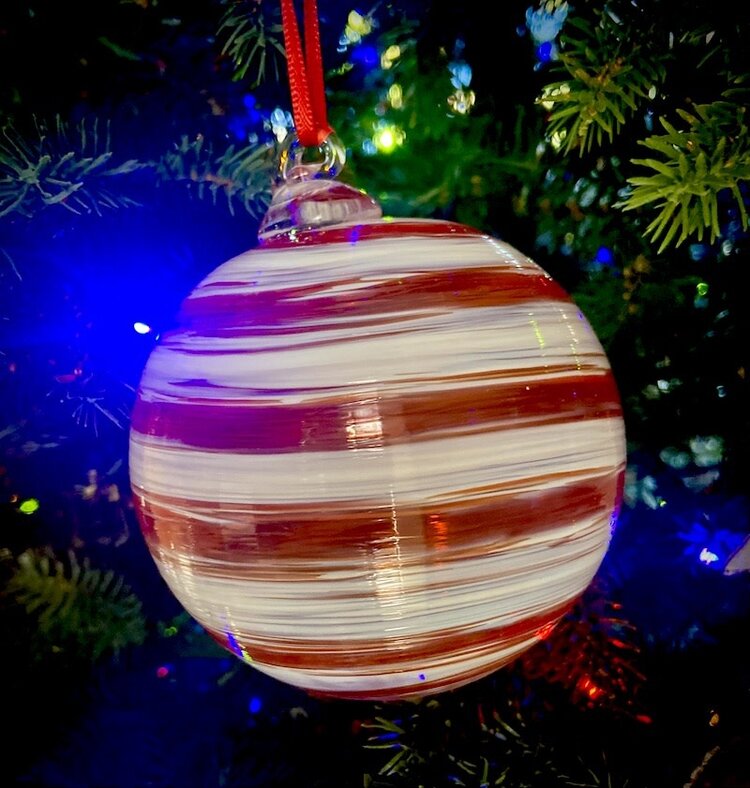 glass balls handblown glass candy cane ornament 3.5"